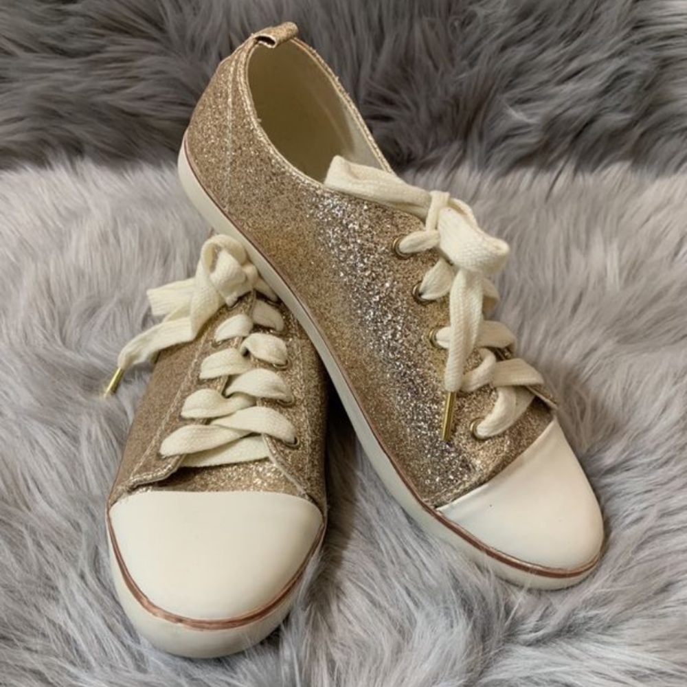 H&M Gold Sparkly Sneakers Size 8